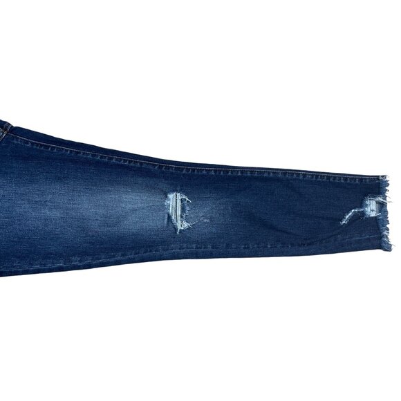 KANCAN JEANS BUTTON FLY HIGH RISE SKINNY DISTRESSED SIZE 5 / 26 ANKLE DARK WASH - Picture 11 of 11